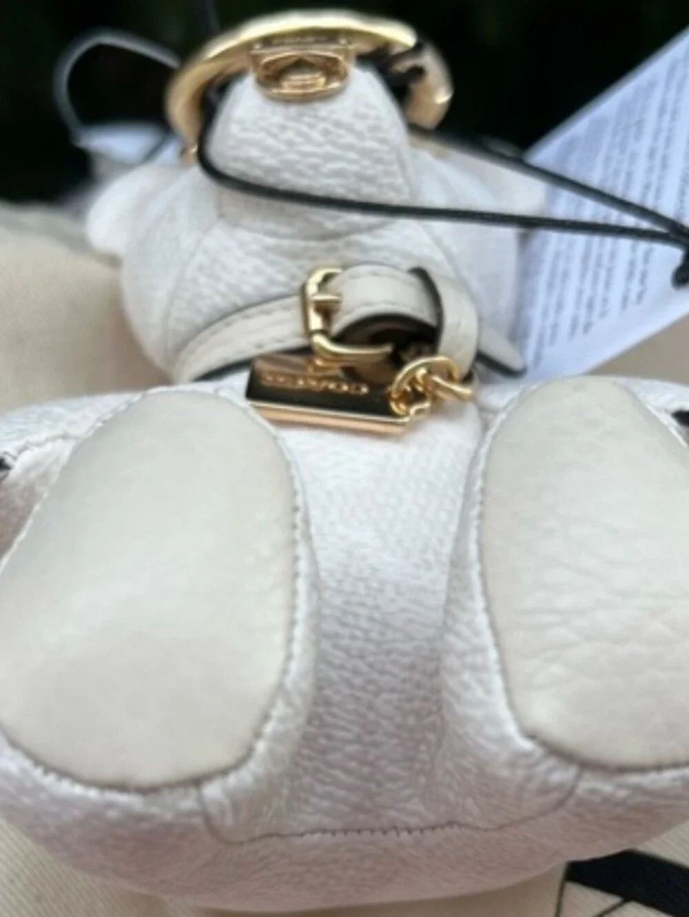 Coach Bear NWT Leather Bag Charm / Keychain Chalk Gold Tone - Picture 4 of 5